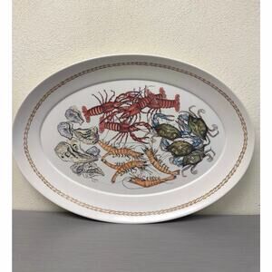 LJUNGBERG Melamine Oval Platter Youngberg Crabs Shrimp Oysters Lobster 21 inches